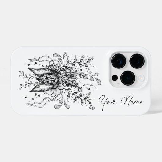 Coque Pour iPhone 14 Plus Tangle Fleur dessinée (Verso Horizontal)