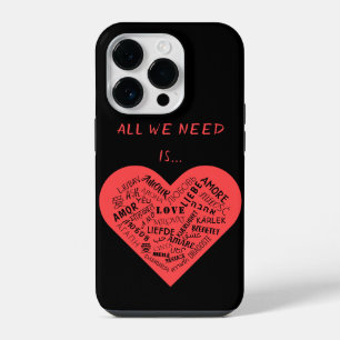Coque Pour iPhone 14 Plus Texte de l'amour en plusieurs langues Cœur Couleur