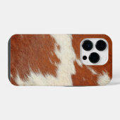 Coque Pour iPhone 14 Plus Texture de cuir de vache marron et blanc (Verso Horizontal)