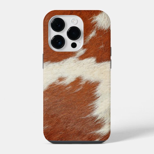 Coque Pour iPhone 14 Plus Texture de cuir de vache marron et blanc (Verso)