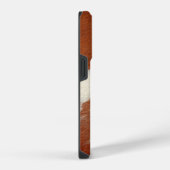 Coque Pour iPhone 14 Plus Texture de cuir de vache marron et blanc (Côté droit)