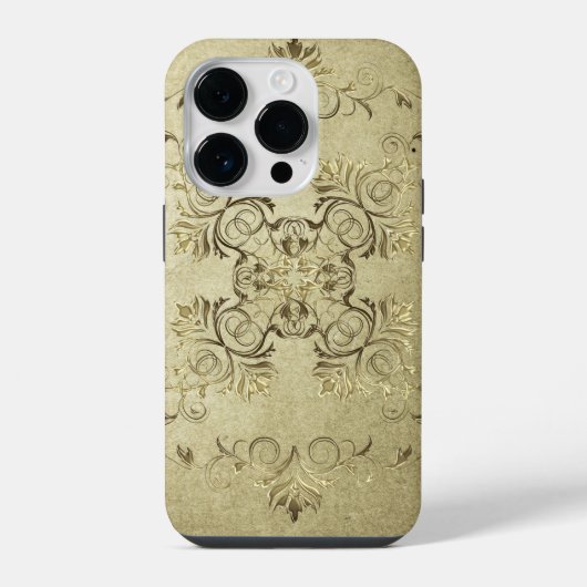 Coque Pour iPhone 14 Plus texture grunge de style baroque. (Verso)