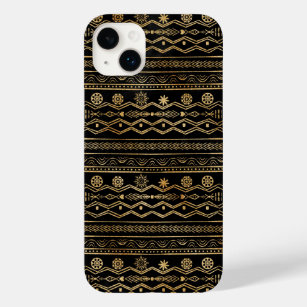 Coque Pour iPhone 14 Plus Tribal aztèque géométrique en or noir