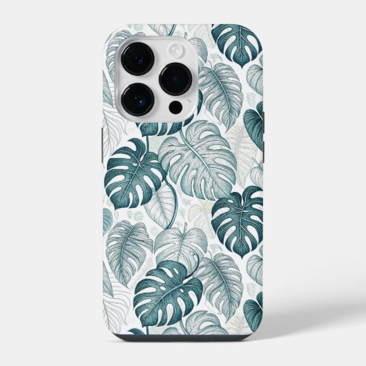 Coque Pour iPhone 14 Plus Tropical Botanical Green Monsteras (Verso)