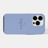 Coque Pour iPhone 14 Plus Typographie de script moderne bleu coeur girly élé (Verso Horizontal)