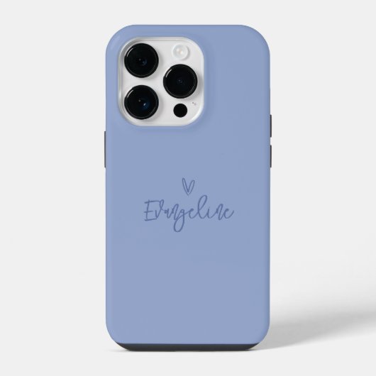 Coque Pour iPhone 14 Plus Typographie de script moderne bleu coeur girly élé (Verso)