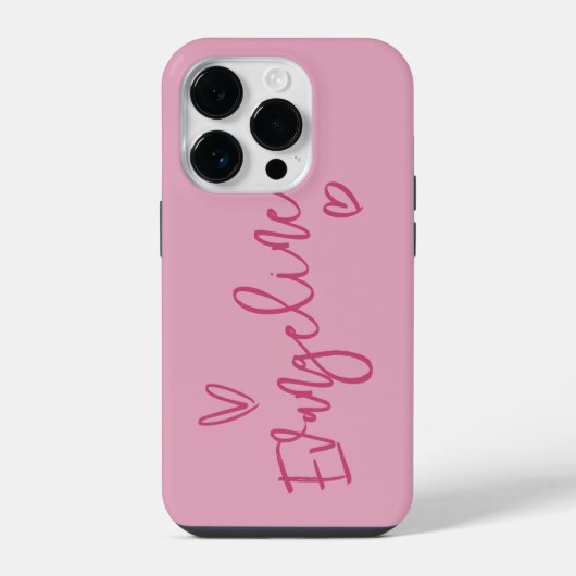 Coque Pour iPhone 14 Plus Typographie de script moderne coeur rose girly élé (Verso)