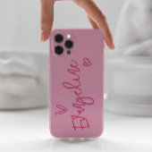Coque Pour iPhone 14 Plus Typographie de script moderne coeur rose girly élé