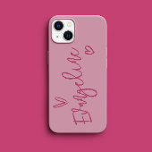 Coque Pour iPhone 14 Plus Typographie de script moderne coeur rose girly élé