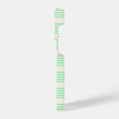 Coque Pour iPhone 14 Plus Vert et beige cinq rayures motif (Côté gauche)