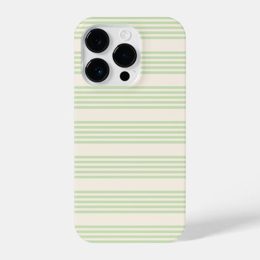 Coque Pour iPhone 14 Plus Vert pâle et beige cinq rayures motif (Verso)
