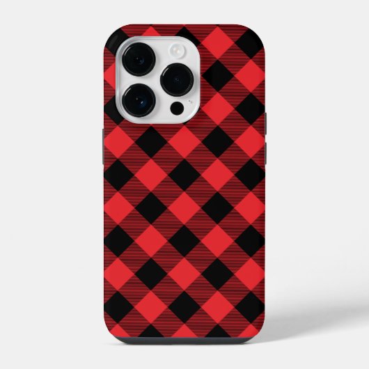 Coque Pour iPhone 14 Plus Vichy Rouge Noir Buffalo (Verso)