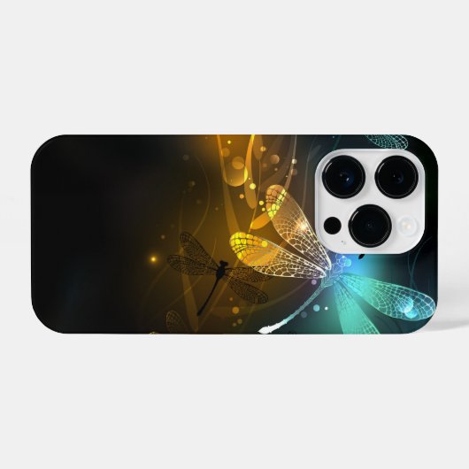 Coque Pour iPhone 14 Plus Vol de libellule verte lumineuse (Verso Horizontal)