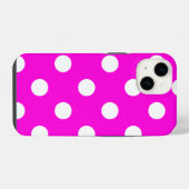 Coque Pour iPhone 14 Points de polka magenta #FF00DC (Verso Horizontal)