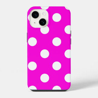 Coque Pour iPhone 14 Points de polka magenta #FF00DC