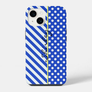 Coque Pour iPhone 14 Points et Rayures Bleu Royal par ShirleyTaylor