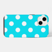 Coque Pour iPhone 14 Points polka cyan code hexadécimal 00E3F4 (Verso Horizontal)