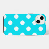 Coque Pour iPhone 14 Points polka cyan code hexadécimal 00E3F4 (Verso Horizontal)