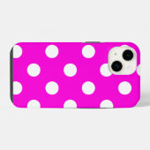 Coque Pour iPhone 14 Points polka magenta #FF00DC Coque iPhone Case-Mat (Verso Horizontal)