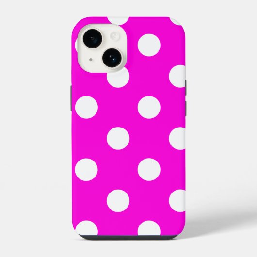 Coque Pour iPhone 14 Points polka magenta #FF00DC Coque iPhone Case-Mat (Verso)