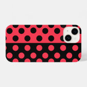 Coque Pour iPhone 14 Pois rouges noirs de Ladybug (Verso Horizontal)