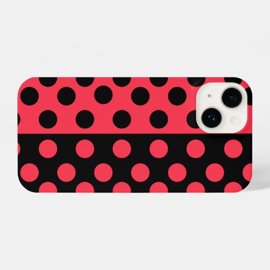 Coque Pour iPhone 14 Pois rouges noirs de Ladybug (Verso Horizontal)