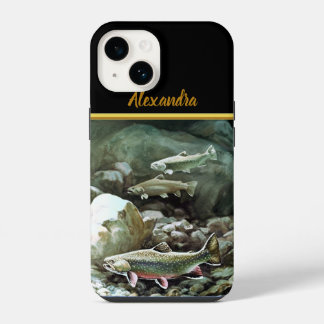 Coque Pour iPhone 14 Poisson saumon nageant sous le monogramme de l'eau