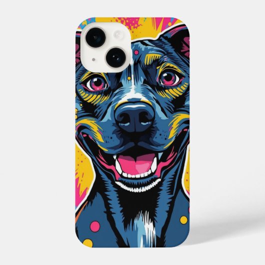 Coque Pour iPhone 14 Pop Art Smile - Le pouvoir d'un chien heureux (Verso)