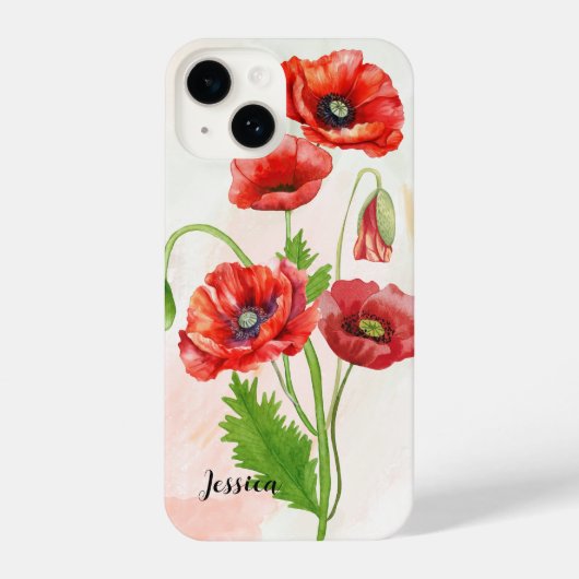 Coque Pour iPhone 14 Poppies d'aquarelles magnifiques personnalisées Im (Verso)