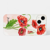 Coque Pour iPhone 14 Poppies d'aquarelles magnifiques personnalisées Im (Verso Horizontal)