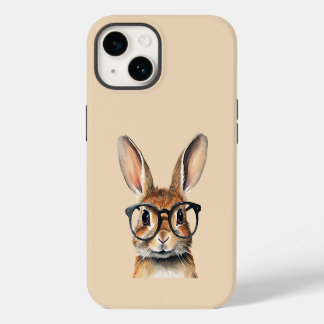 Coque Pour iPhone 14 Portrait à l'aquarelle Lapin Mignon Avec Lunettes
