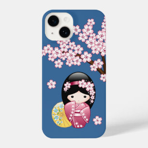 Coque Pour iPhone 14 Poupée Kokeshi Printemps - Cute Geisha Japonaise s