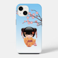 Poupée Kokeshi Ume - Fille Geisha Japonaise Bleue