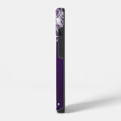 Coque Pour iPhone 14 Poussière de glitter argent violet monogramme nom (Côté gauche)