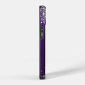 Coque Pour iPhone 14 Poussière de glitter argent violet monogramme nom (Côté droit)