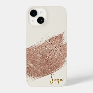 Coque Pour iPhone 14 Premium Warm Ivory & Rose Gold Glitter Abstract Lu