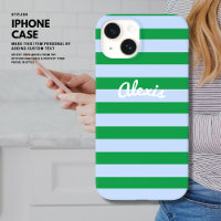 Preppy Gras Retro Bande Rose Vert Personnalisé