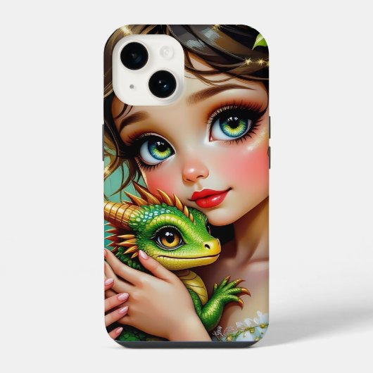 Coque Pour iPhone 14 Pretty Fairy and Dragon Themed Girl's (Verso)