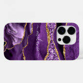 Coque Pour iPhone 14 Pro Agate Violet violet or Étincelle Nom coque iphone (Verso (horizontal))