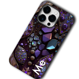 Coque Pour iPhone 14 Pro Boule biologique moderne, violet, Indigo