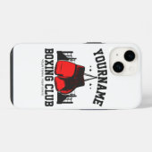 Coque Pour iPhone 14 Pro Boxeur AJOUTER NOM Gants Rouges Anneau de Boxe (Verso Horizontal)