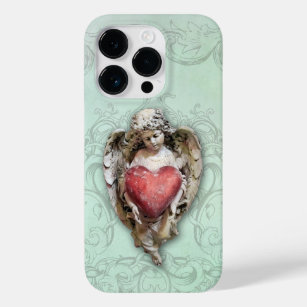 Coque Pour iPhone 14 Pro Cherub baroque vintage avec coeur