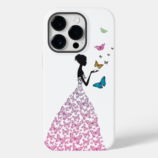 Coque Pour iPhone 14 Pro Coque de couverture iPhone Clair Lady Papillon (Verso)