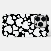 Coque Pour iPhone 14 Pro Coque iphone à coeur noir et blanc (Verso (horizontal))
