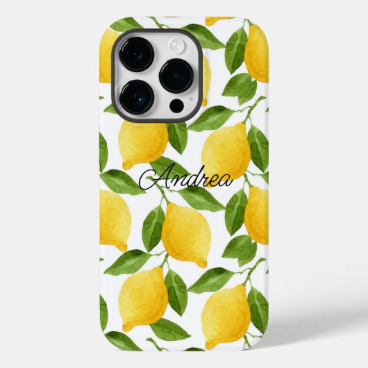 Coque Pour iPhone 14 Pro Coque iphone citrons monogrammé (Verso)