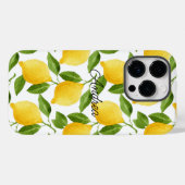 Coque Pour iPhone 14 Pro Coque iphone citrons monogrammé (Verso (horizontal))