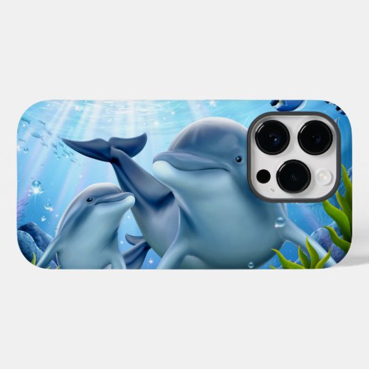 Coque Pour iPhone 14 Pro Coque iphone Coque-Mate de dauphins (Verso (horizontal))