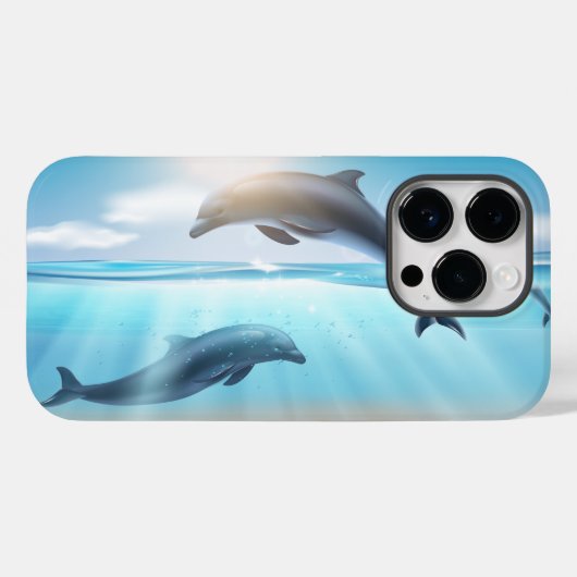 Coque Pour iPhone 14 Pro Coque iphone Coque-Mate de dauphins (Verso (horizontal))