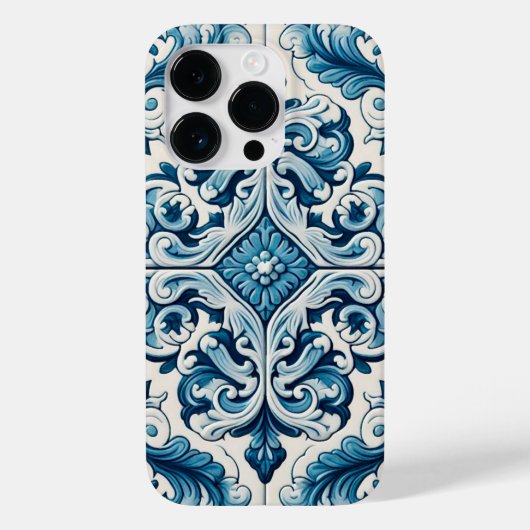 Coque Pour iPhone 14 Pro Coque iphone de tuiles bleu portugais Coque-Mate (Verso)