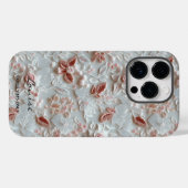 Coque Pour iPhone 14 Pro Coque iphone floral brodé personnalisé (Verso (horizontal))